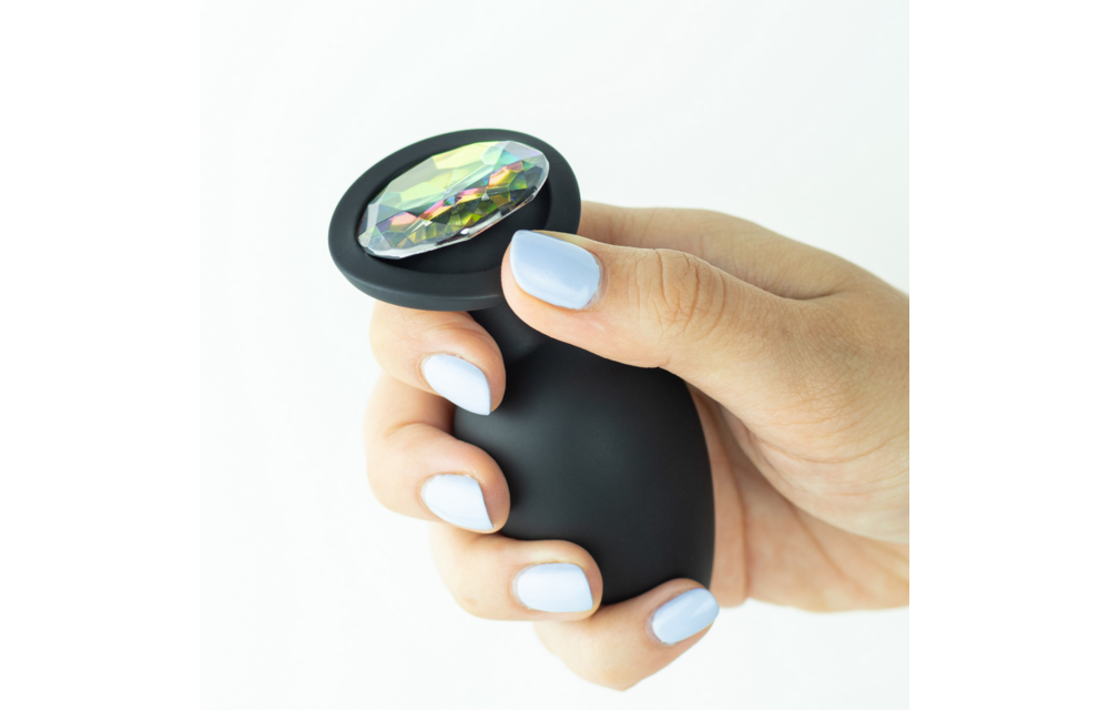 Camileo Anal Plug 8 cm Black - 4 Interchangeable Gemstones