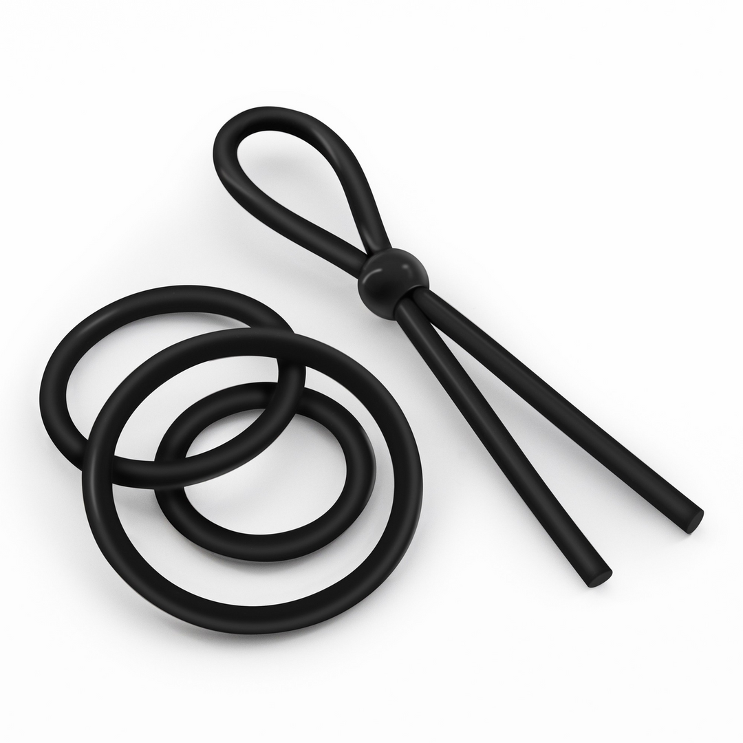 Daltons Silicone Cock Ring Set Black – Durable & Adjustable