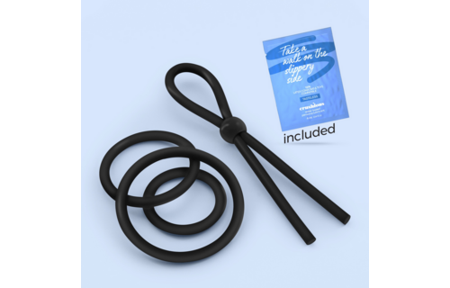 Daltons Silicone Cock Ring Set Black – Durable & Adjustable