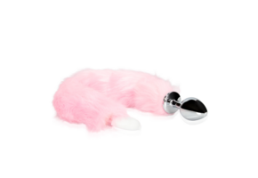 Luminous Fox Tail 8.2 cm with Metal Butt Plug Rosa