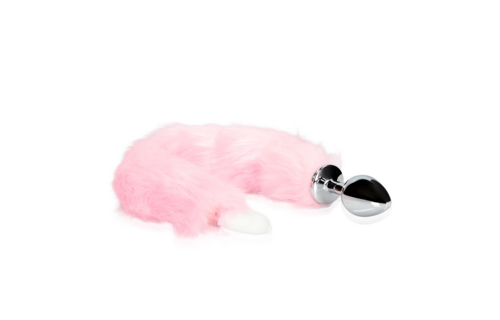 Leuchtender Fuchsschwanz mit Metall Butt Plug - Pink