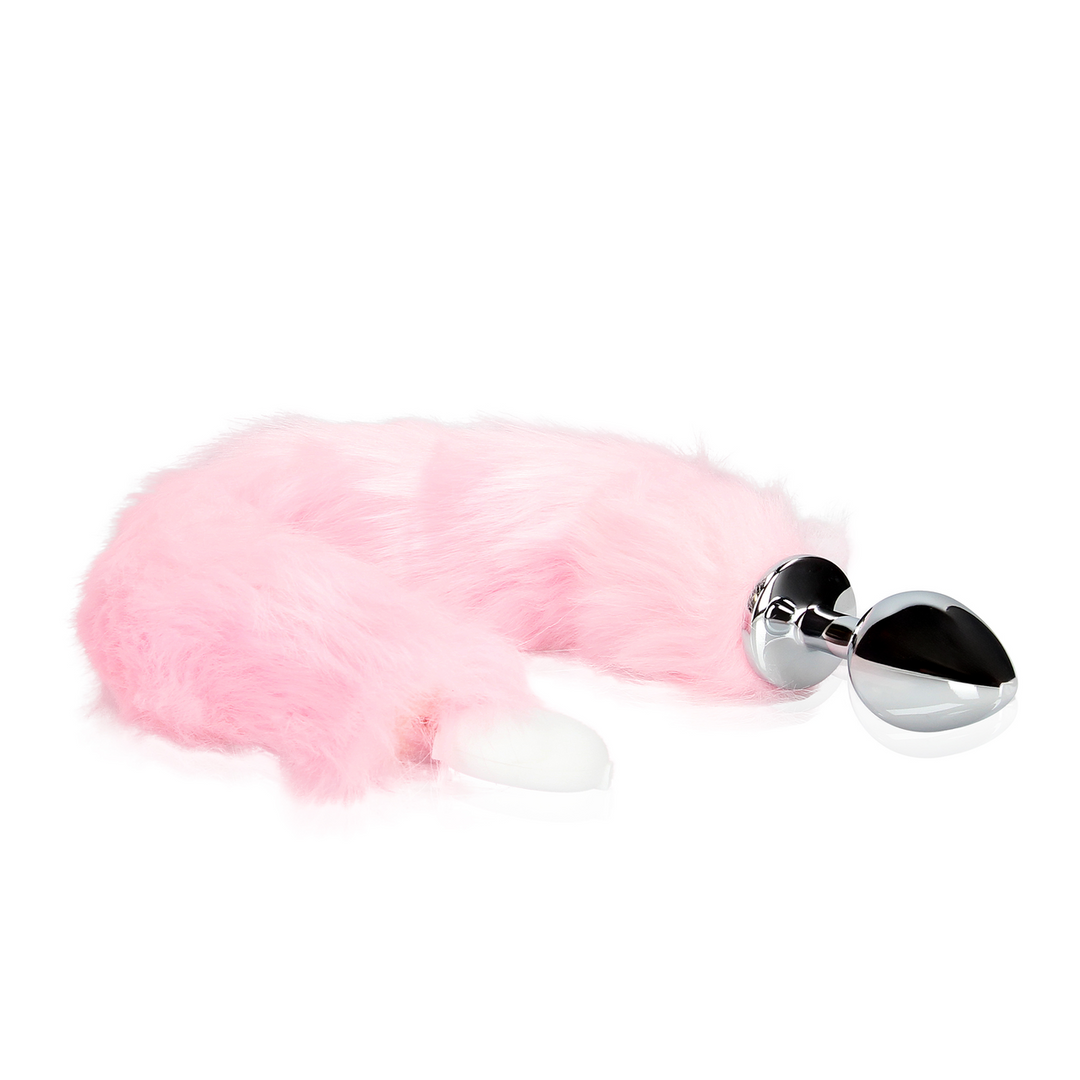 Luminous Fox Tail 8.2 cm with Metal Butt Plug Rosa