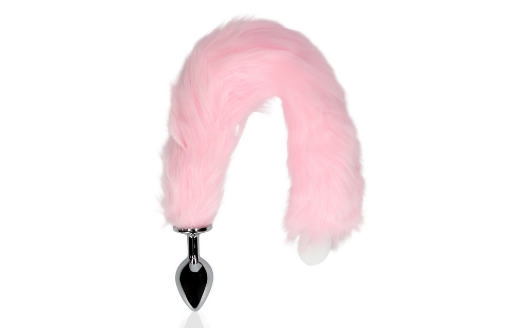 Luminous Fox Tail 8.2 cm with Metal Butt Plug Rosa