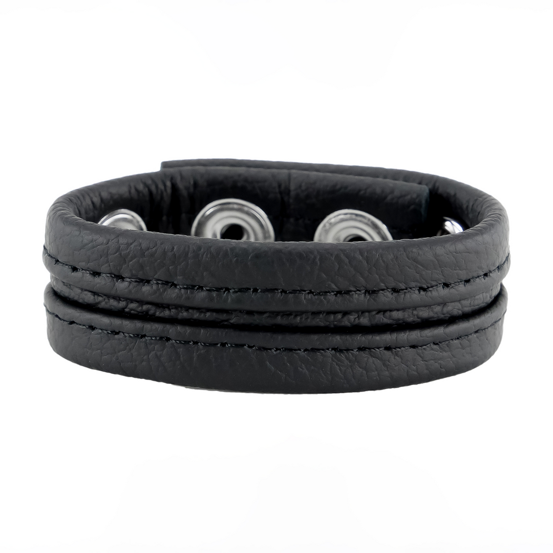 Adjustable Leather Cockring - Black