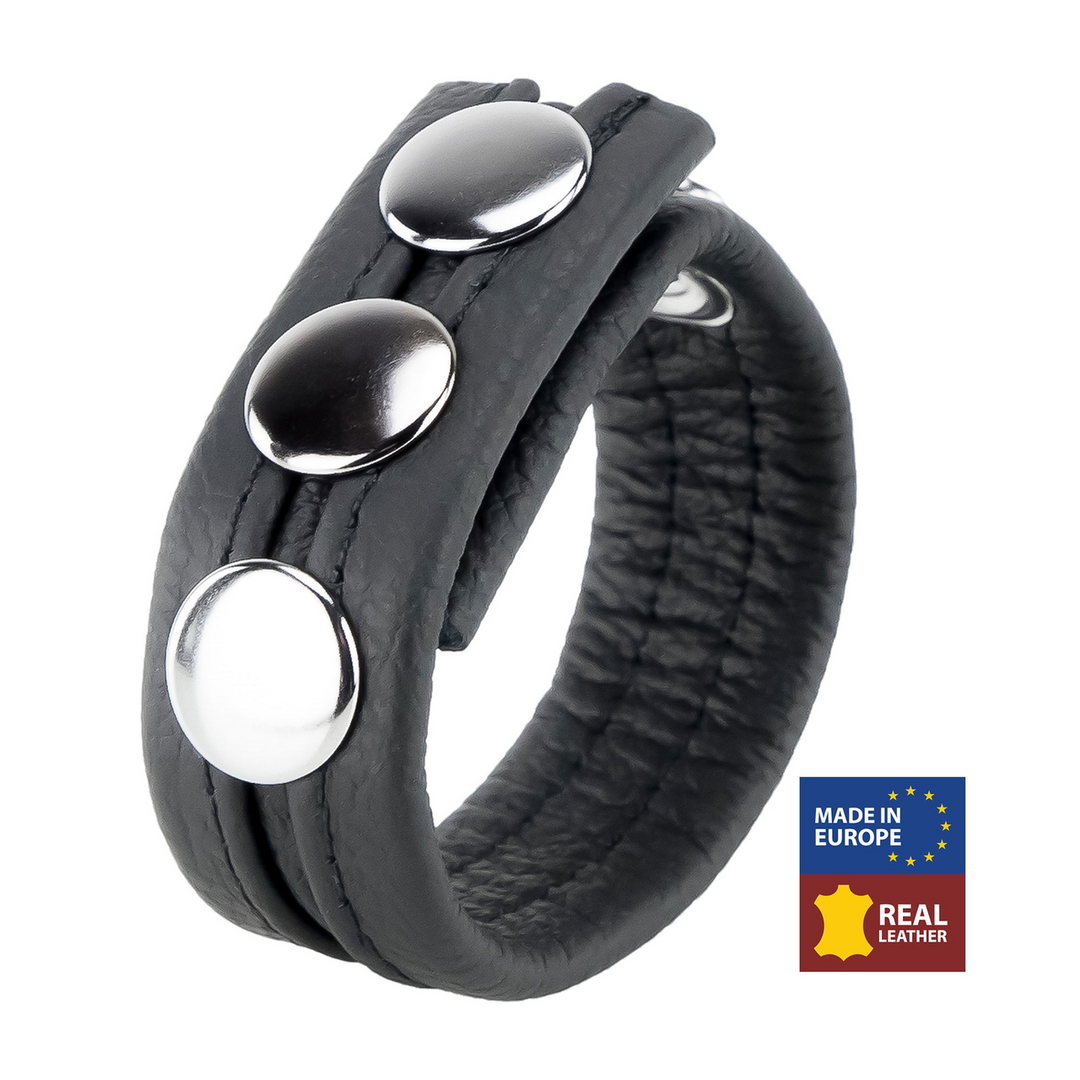 Adjustable Black Leather Cock Ring – Comfort & Firmness