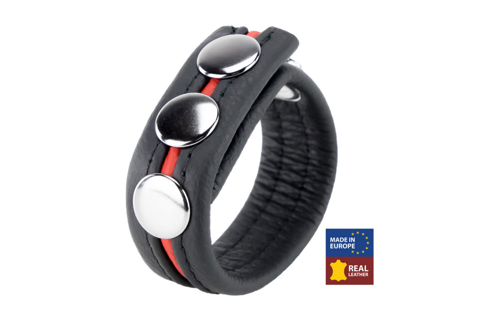 Adjustable Leather Cock Ring Red – Comfort & Durability