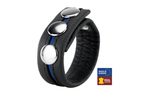 Verstelbare Leren Cockring - Blauw