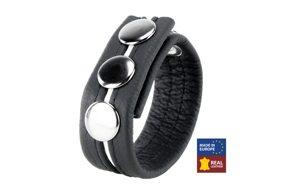 Adjustable white leather cock ring | Comfort & Durability