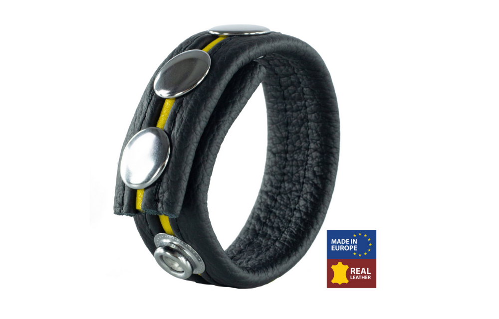Adjustable Leather Cock Ring Yellow – Strong Erection & Comfort