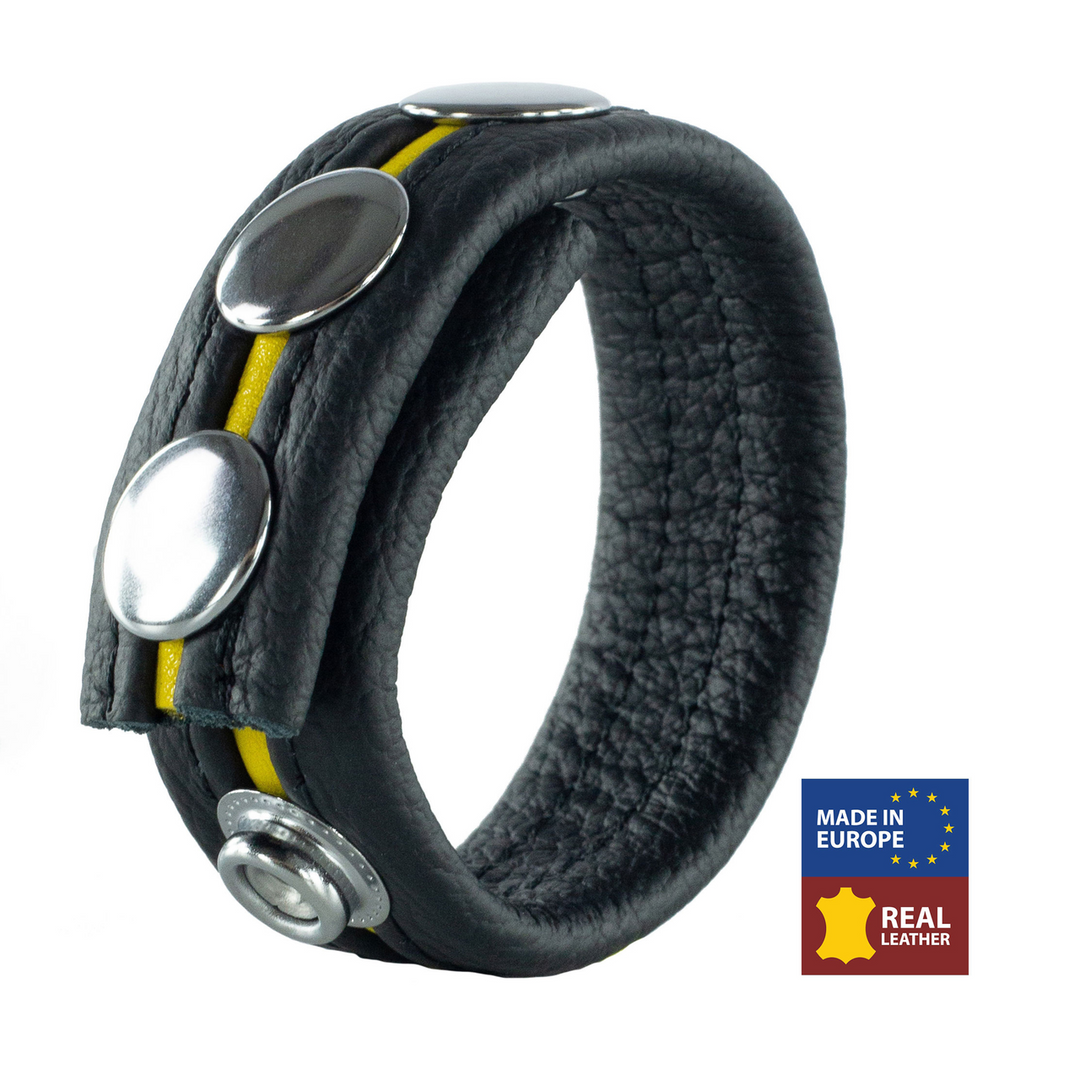 Adjustable Leather Cock Ring Yellow – Strong Erection & Comfort