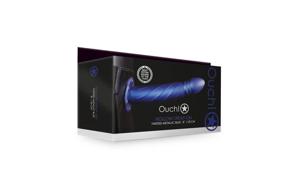 Twisted Hollow Strap-On 15,2 cm - Metallic Blue | Comfort & Plezier
