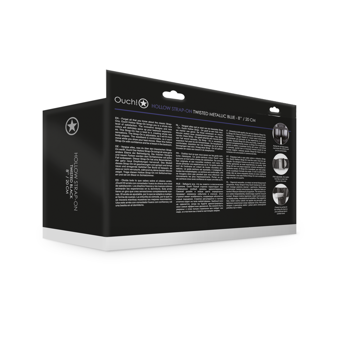Twisted Hollow Strap-On - 8 / 20 cm - Metallic Blau