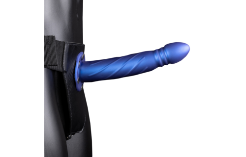 Twisted Hollow Strap-On 15,2 cm - Metallic Blue | Comfort & Plezier