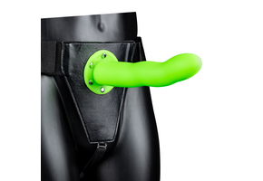 Glow In The Dark Gebogener Hollow Strap-On 15,2 cm Neongrün