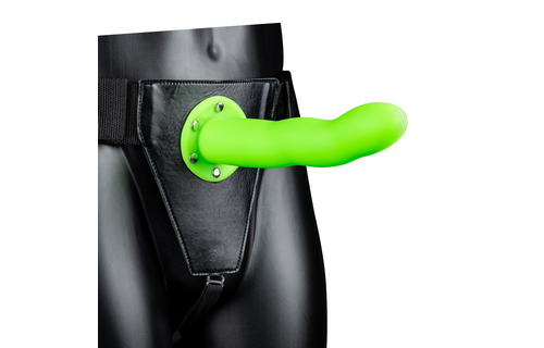 Glow In The Dark Curved Hollow Strap-On 15.2 cm Neon Green