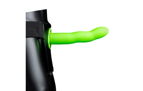 Glow In The Dark Gebogen Hollow Strap-On 15,2 cm Neon Groen