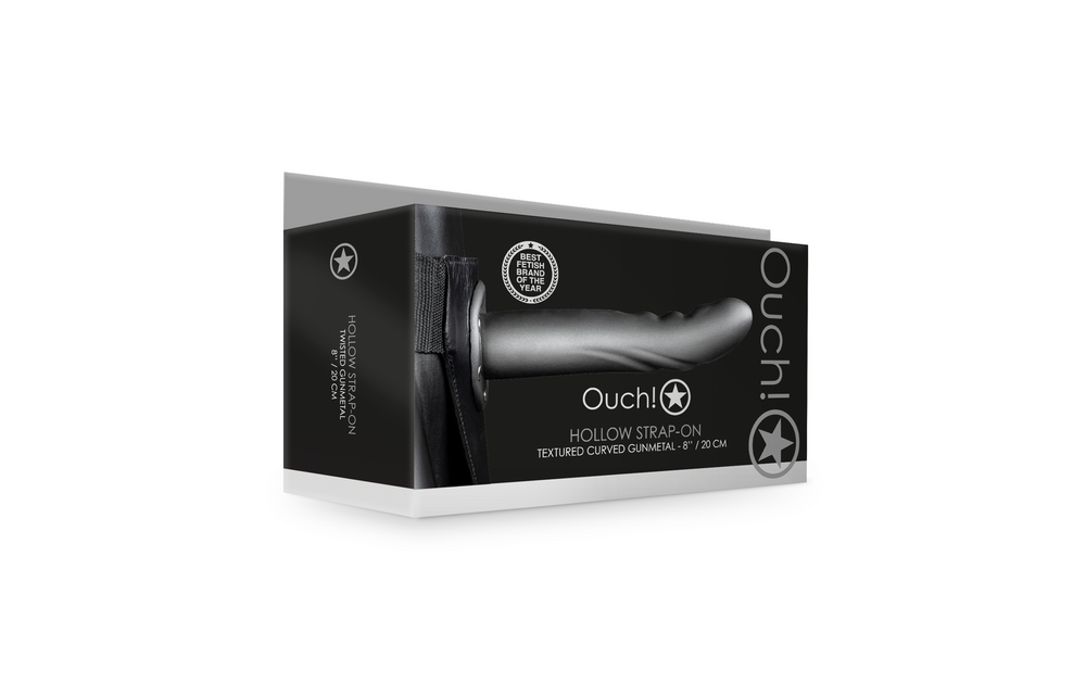 Strukturierter gebogener hohler Strap-On 15,2 cm – Gunmetal