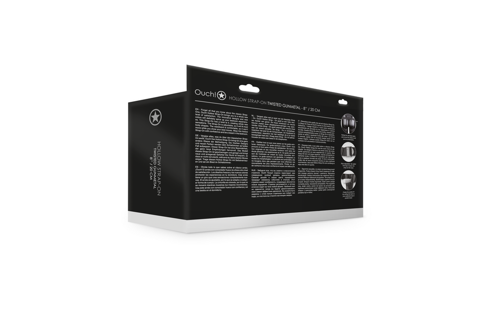 Strukturierter gebogener hohler Strap-On 15,2 cm – Gunmetal
