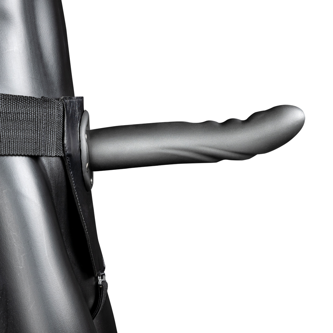 Gestructureerde Gebogen Holle Strap-On 15,2 cm – Gunmetal