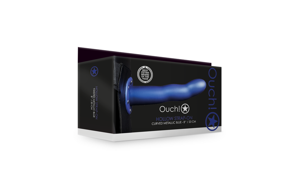 Gebogen Holle Strap-On 15,2 cm - Metallic Blauw | Ouch!