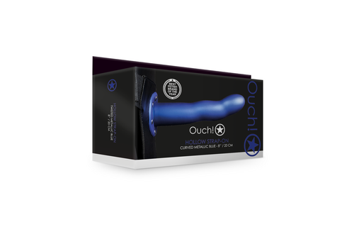 Curved Hollow Strap-On 15.2 cm - Metallic Blue | Ouch!