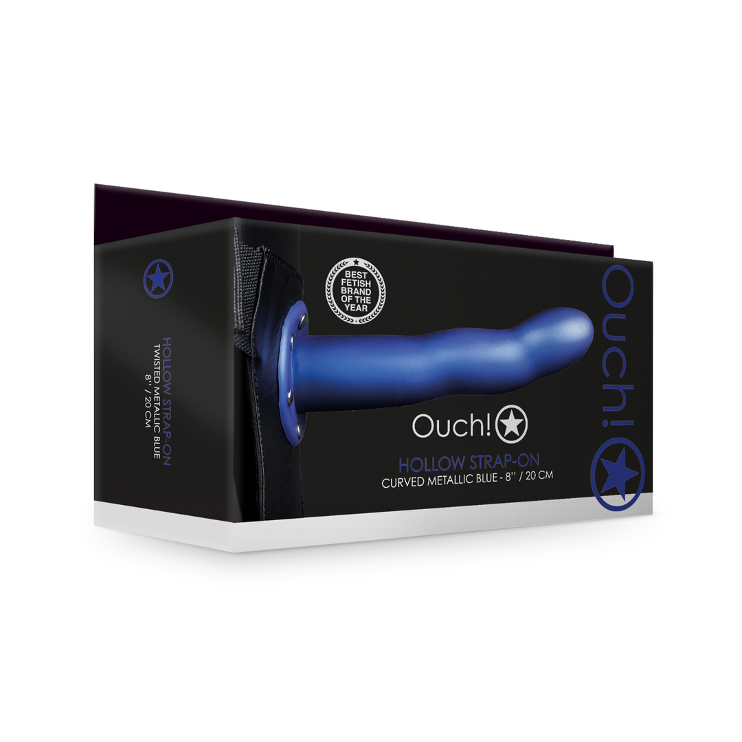 Gebogen Holle Strap-On 15,2 cm - Metallic Blauw | Ouch!