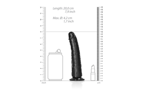 Schlanker realistischer Dildo 18 cm mit Saugnapf – RealRock schwarz