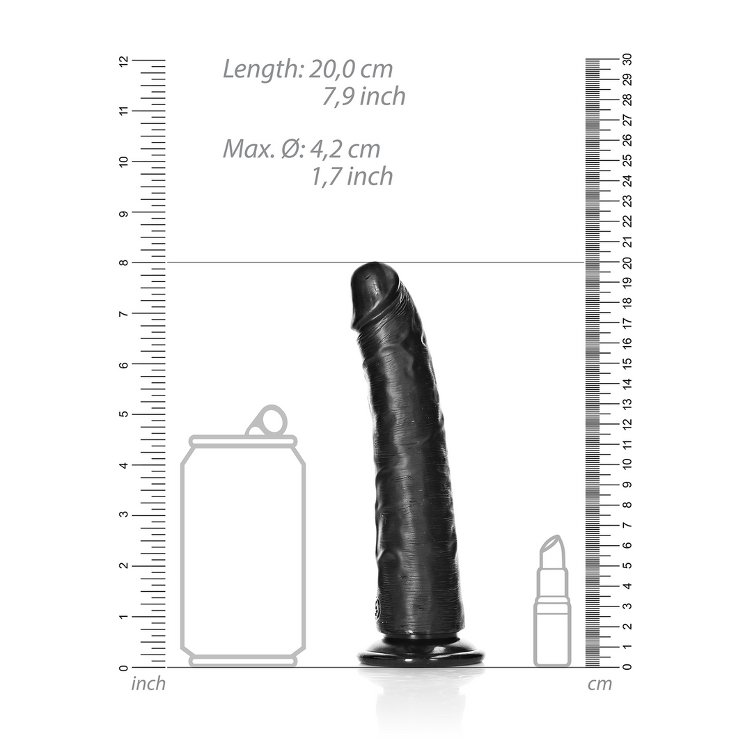 Slanke Realistische Dildo 18 cm met Zuignap – RealRock zwart