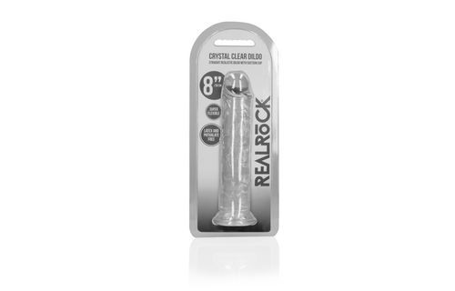 Straight Realistic Dildo 20 cm with Suction Cup – Transparent