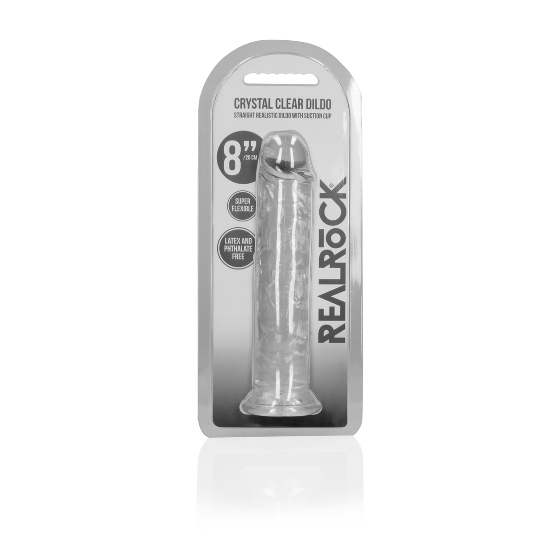 Straight Realistic Dildo 20 cm with Suction Cup – Transparent