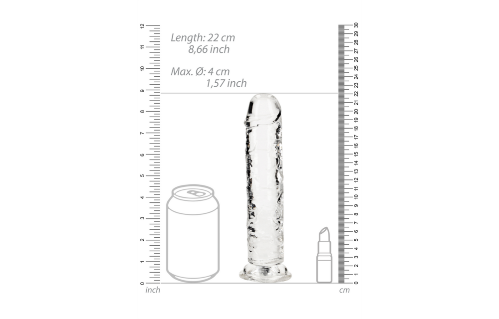Straight Realistic Dildo 20 cm with Suction Cup – Transparent