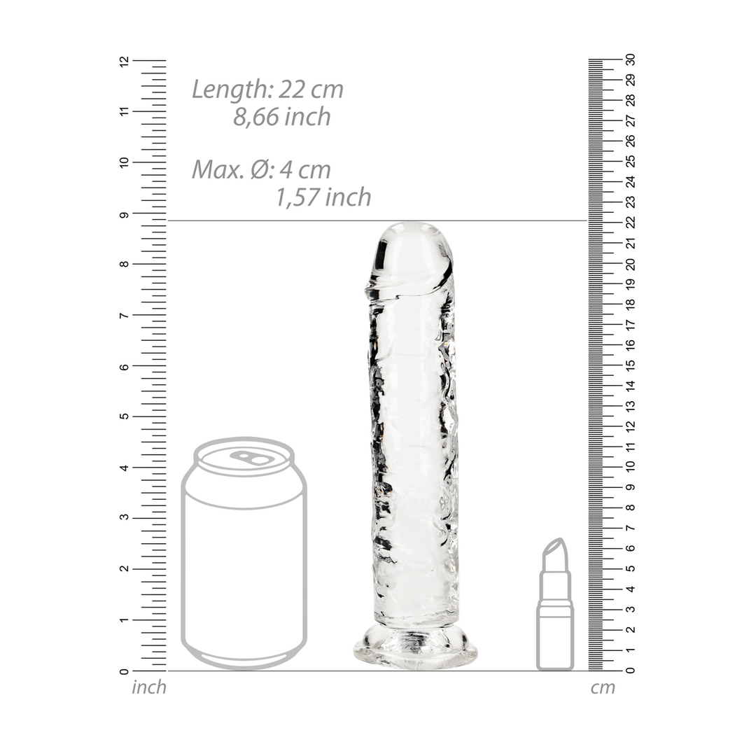 Straight Realistic Dildo 20 cm with Suction Cup – Transparent