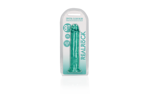 Gerader realistischer Dildo 20 cm mit Saugnapf Türkis