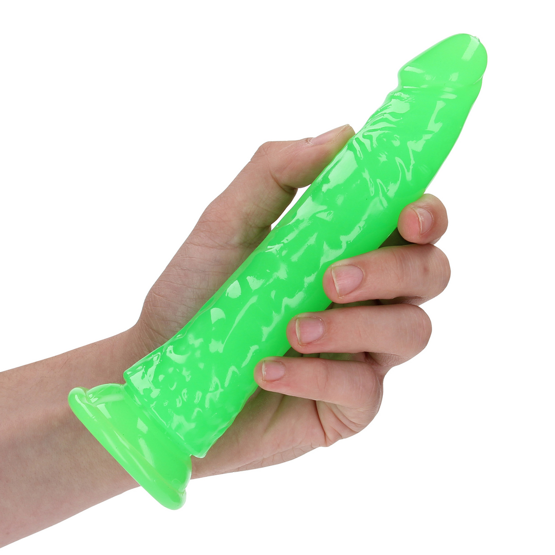 Schlanker realistischer Dildo 18 cm Glow in the Dark Saugnapf