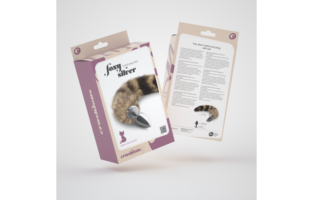 Foxy Silver Metall-Analplug 14 cm – Silber/Brauner Schwanz
