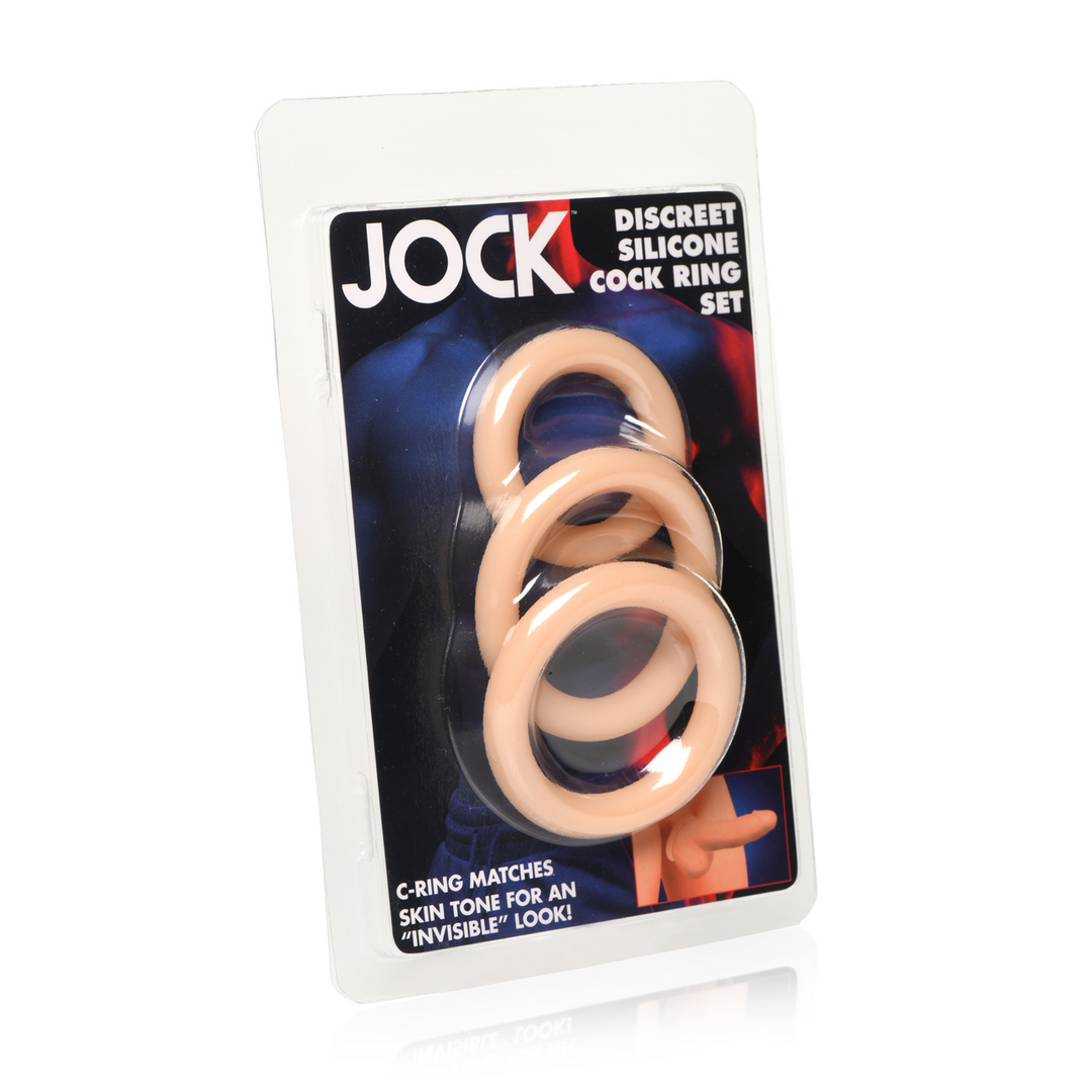 Discrete Silicone Cock Ring Set - 3 Pieces - Light