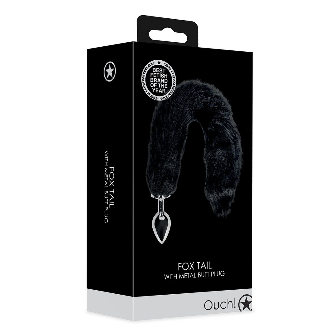 Fuchsschwanz mit Metall Butt Plug - Schwarz