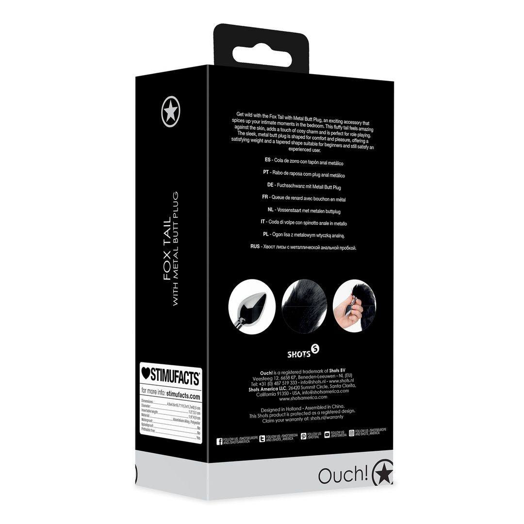 Fuchsschwanz mit Metall Butt Plug - Schwarz