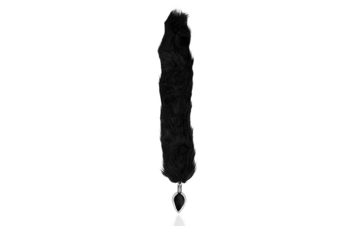 Fox Tail with Metal Butt Plug - Black