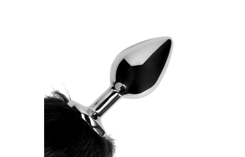 Fox Tail with Metal Butt Plug - Black
