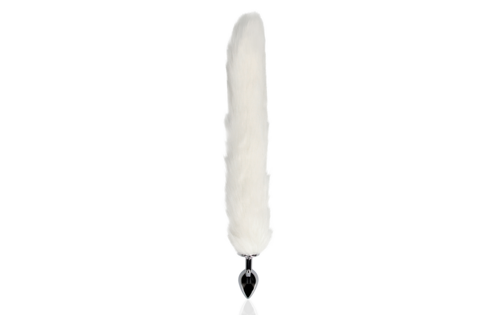 Fox Tail with Metal Butt Plug - White