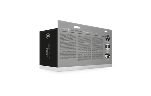 Textured Curved Hollow Strap-On Black - 15.2 cm