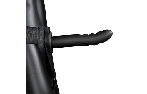 Getextureerde Gebogen Holle Strap-On - 8 / 20 cm - Zwart