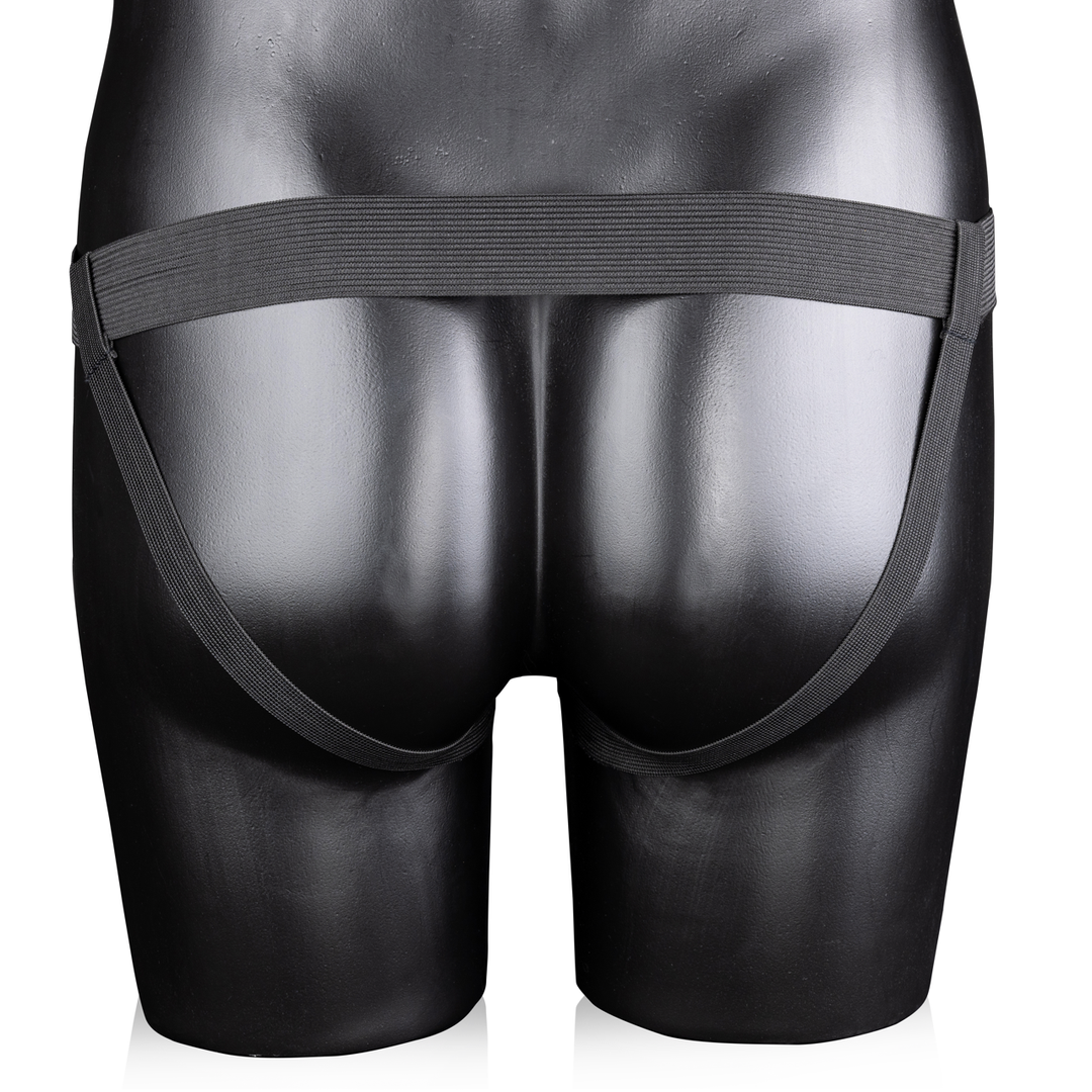 Getextureerde Gebogen Holle Strap-On Zwart - 15,2 cm