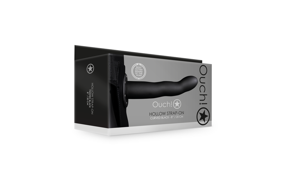 Gebogen Holle Strap-On - 8 / 20 cm - Zwart