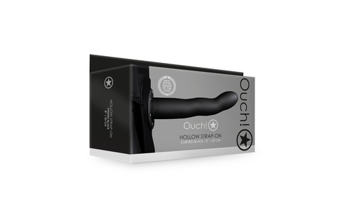 Curved Hollow Strap-On - 8 / 20 cm - Black