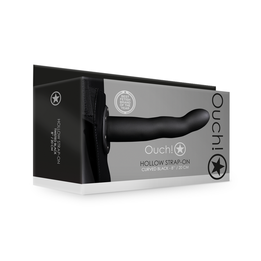 Gebogener hohler Strap-On 15,2 cm Schwarz – Intensives Vergnügen