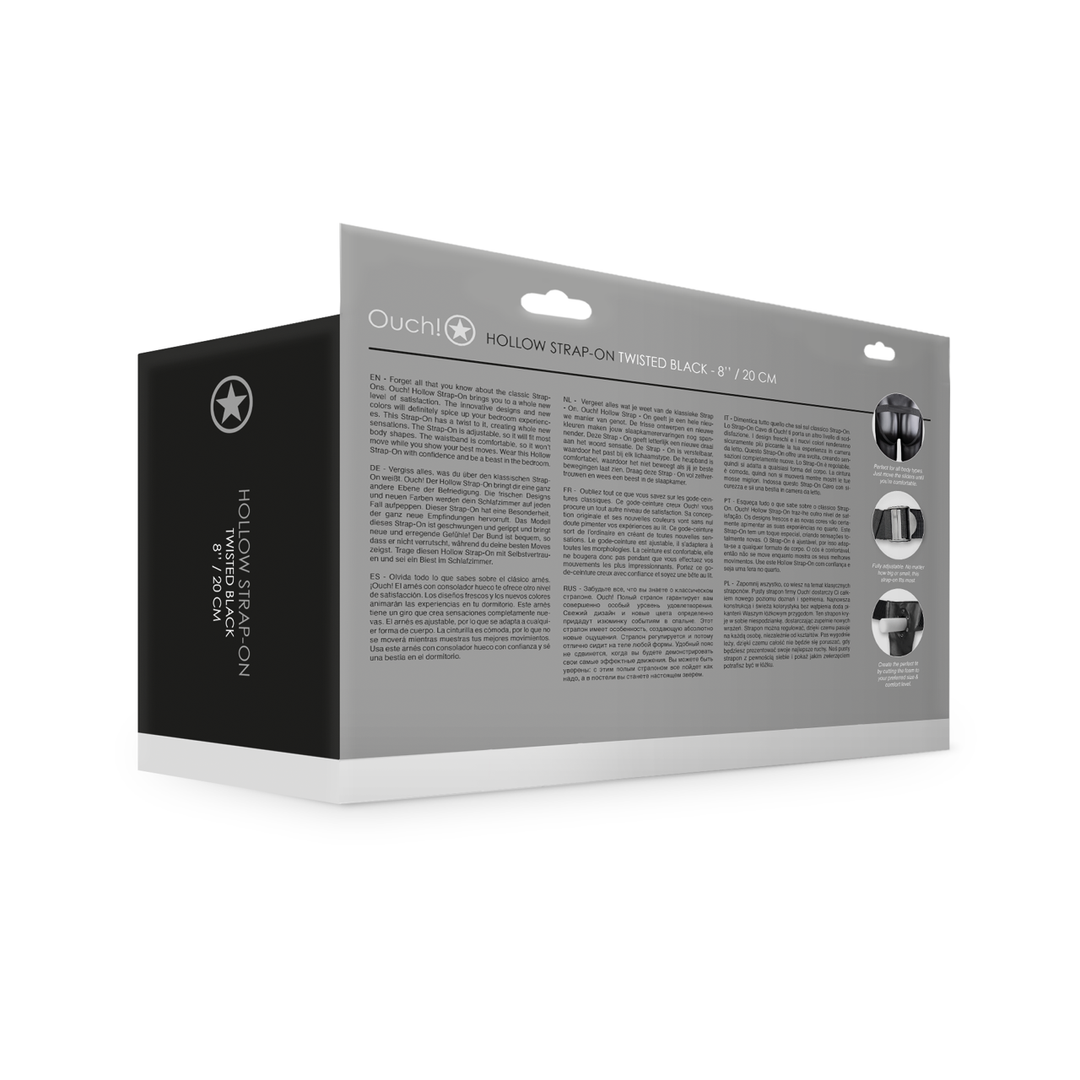 Gebogen Holle Strap-On - 8 / 20 cm - Zwart