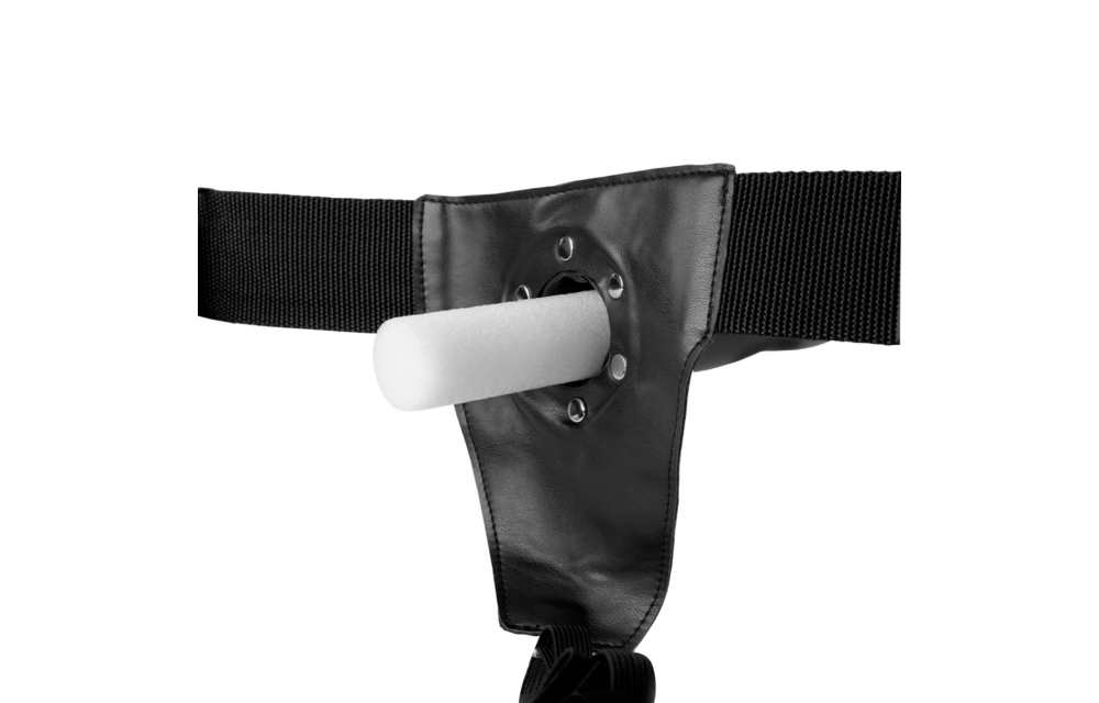 Ribbed Hollow Strap-On with Balls - 8 / 21 cm - Metallic Blue