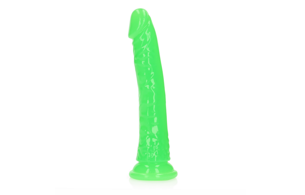 Schlanker realistischer Dildo 20 cm x 6,2 cm mit Saugnapf Glow